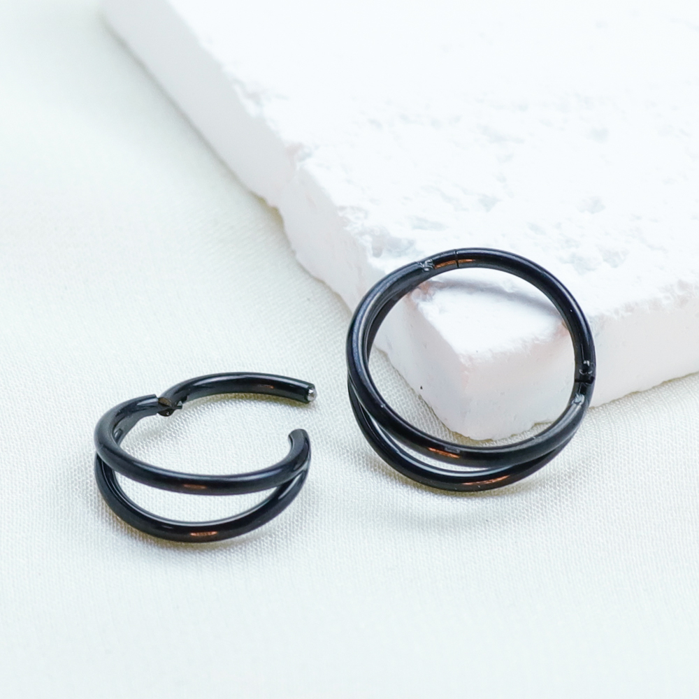 F136 Titanium Piercing Black N - Septum Clicker Ring 评论和价格