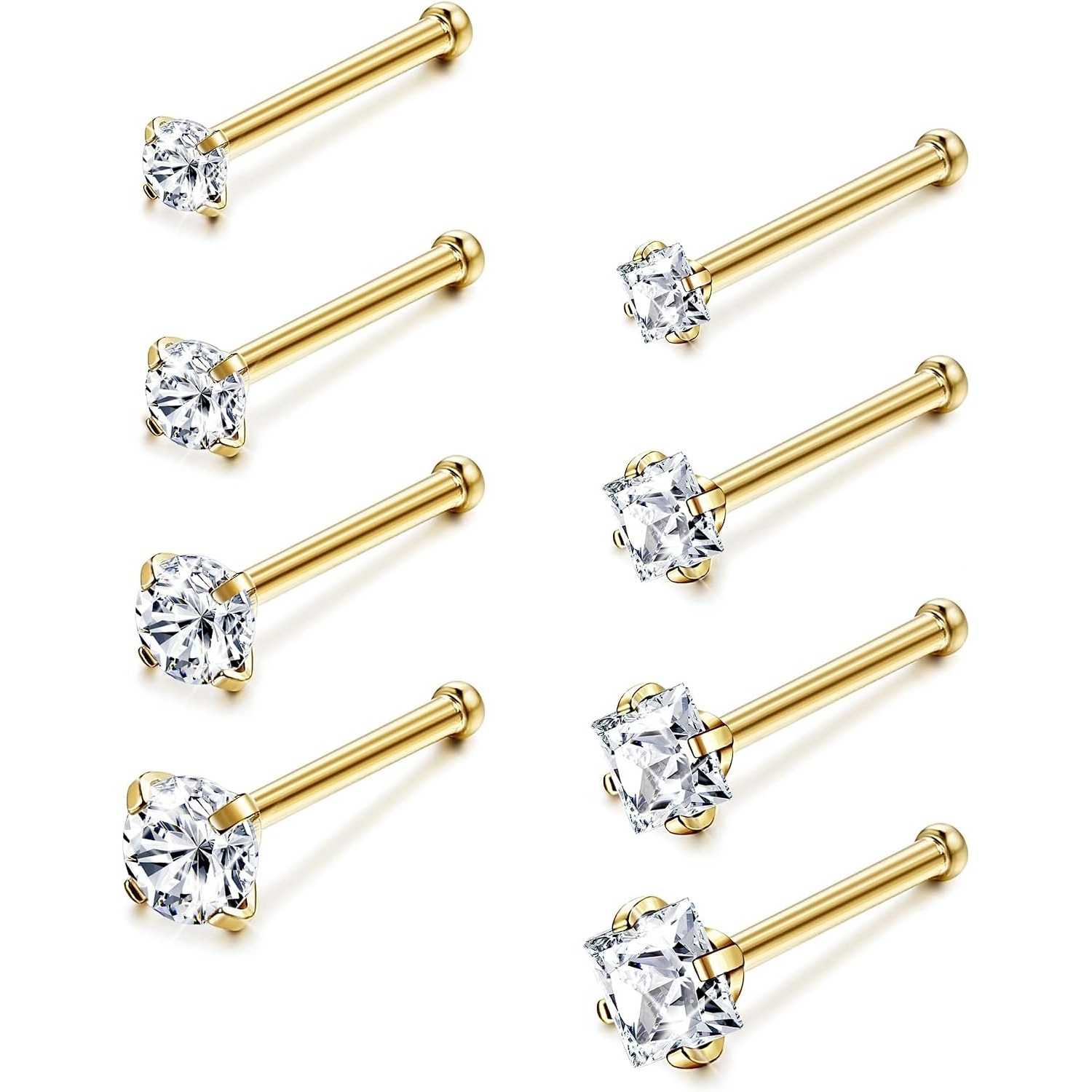 ORAZIO 8Pcs 18G 20G Nose Stud  - Body Jewelry For Sensitive Skin 评论和价格