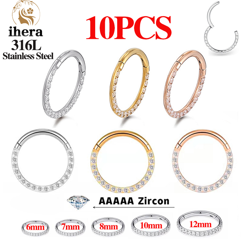 1/10PCS Stainless Steel Nose R - Body Jewelry Nose Ring 评论和价格