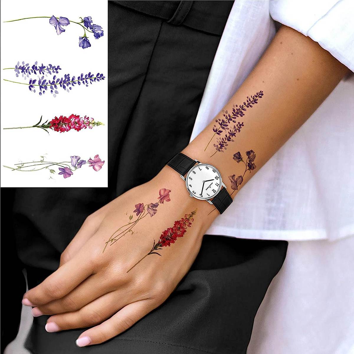 COKTAK 12Pieces Watercolor Lav - Body Jewelry Tattoo 评论和价格