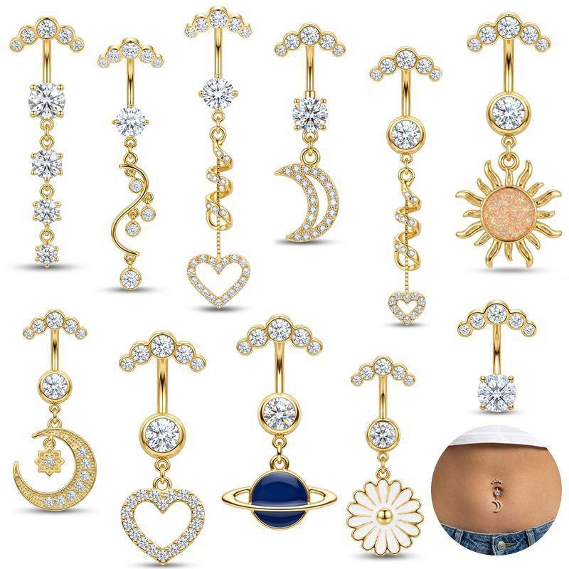 5 Pcs Stainless Steel Rhinesto - Body Jewelry For Sensitive Skin 评论和价格