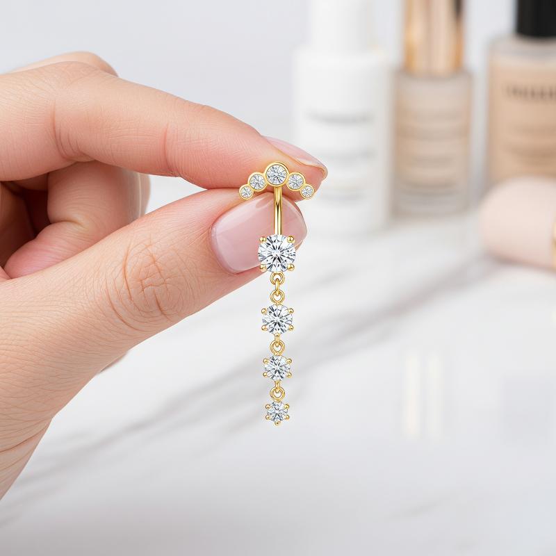 5 Pcs Stainless Steel Rhinesto - Body Jewelry For Sensitive Skin 评论和价格
