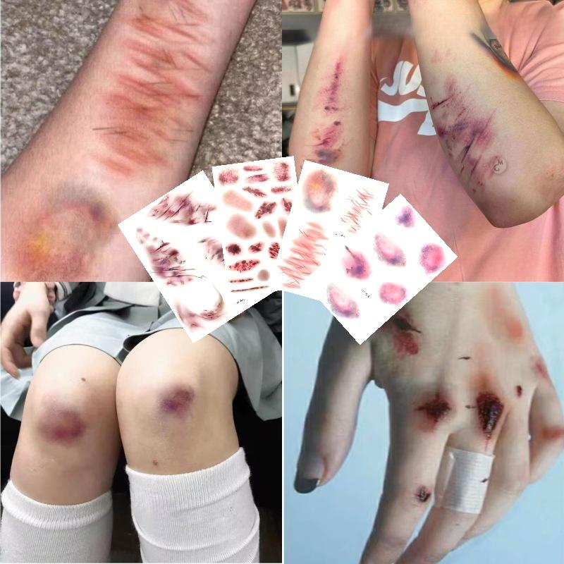 4 Sheets Halloween Wound Bruis - Body Jewelry Tattoo 评论和价格