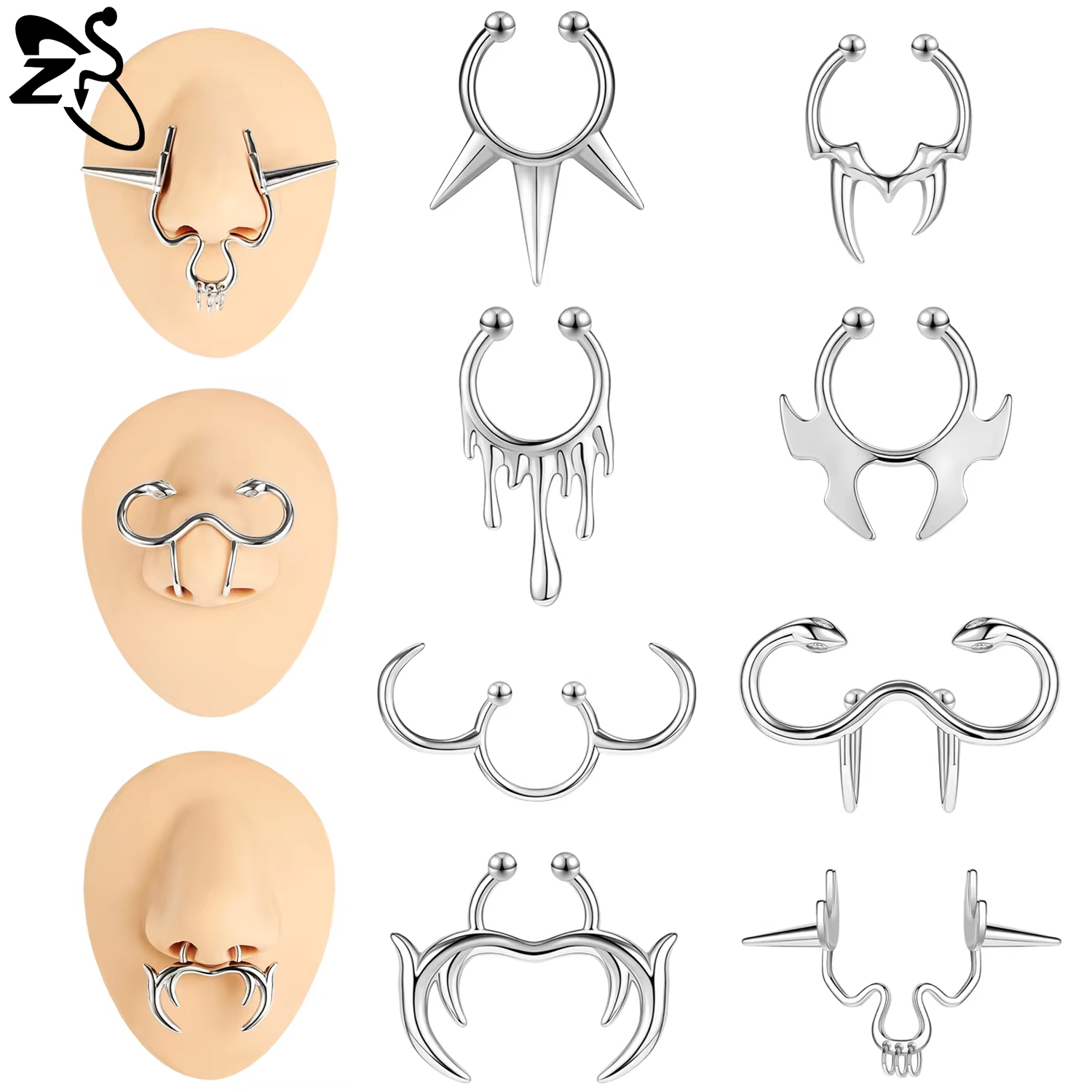 ZS 1 Piece Punk Stlye Fake Sep - Body Jewelry Nose Ring 评论和价格
