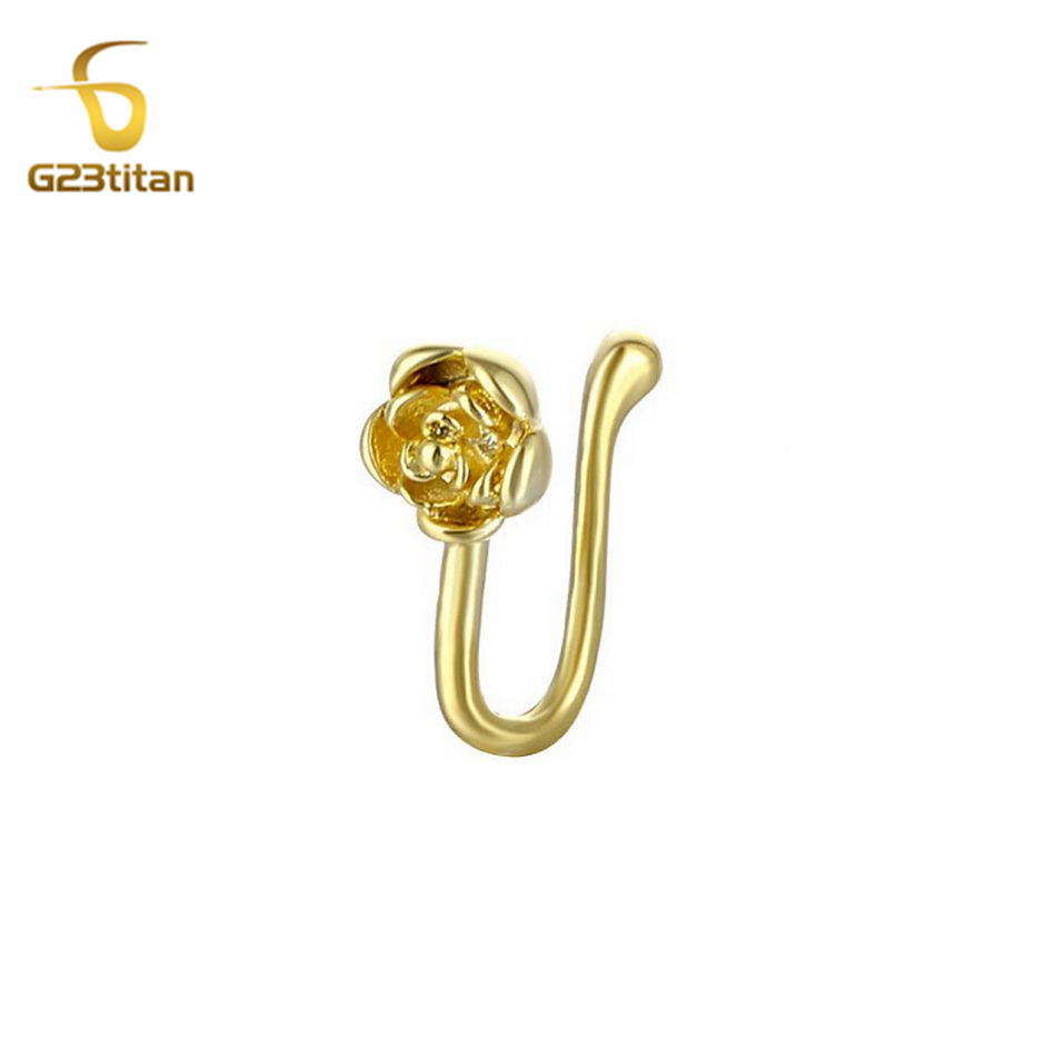 1pc Crystal Copper Rose Nose C - Body Jewelry Nose Ring 评论和价格
