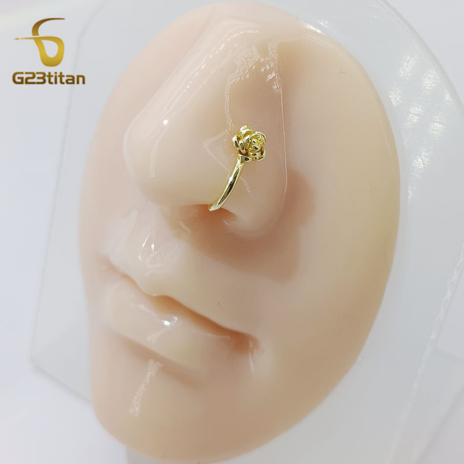 1pc Crystal Copper Rose Nose C - Body Jewelry Nose Ring 评论和价格