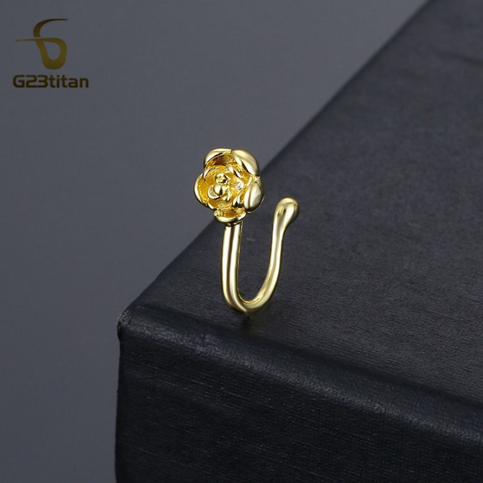 1pc Crystal Copper Rose Nose C - Body Jewelry Nose Ring 评论和价格