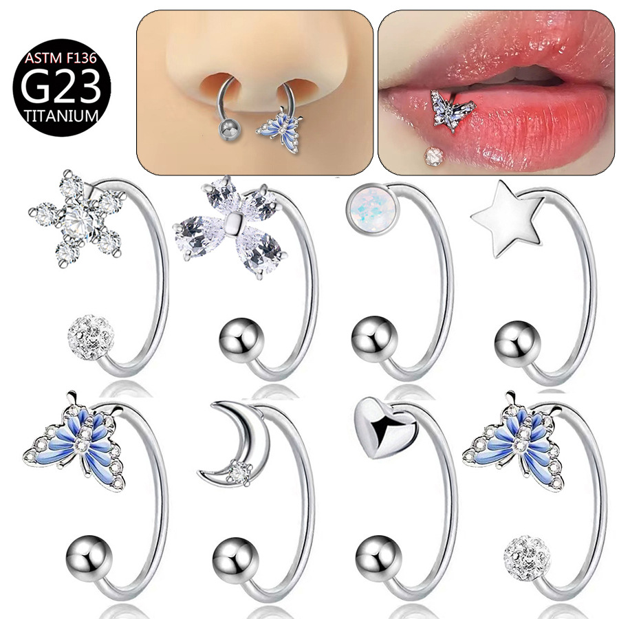 ASTM F136 Titanium Butterfly L - Body Jewelry Nose Ring 评论和价格