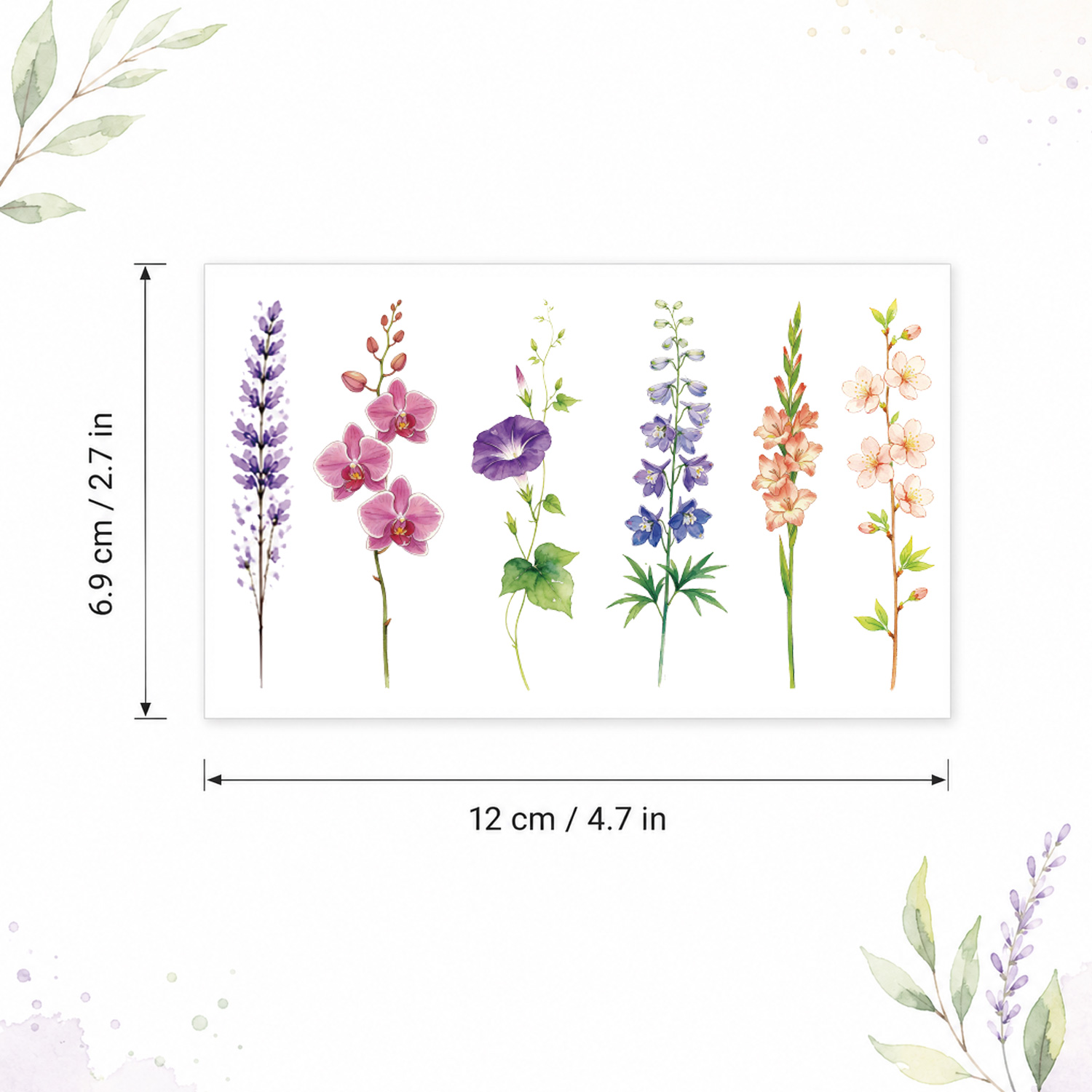 12 Sheets Watercolor Flower La - Body Jewelry Tattoo 评论和价格